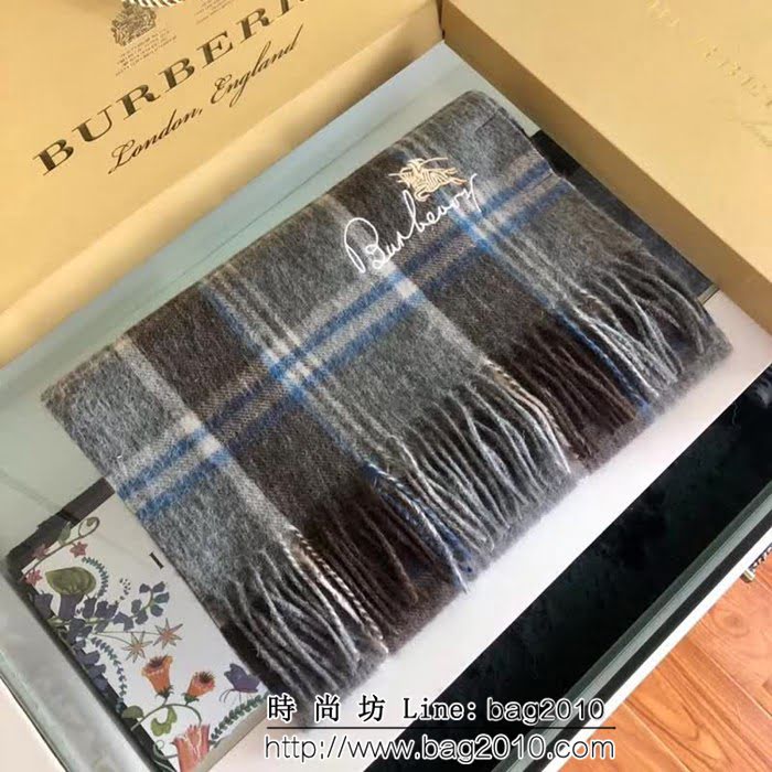 BURBERRY巴寶莉新款 品牌字母刺繡山羊絨圍巾 LLWJ6566